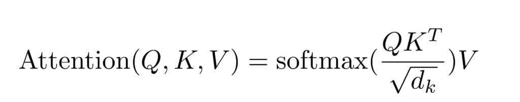 Equation for the scaled dot-product attention used in "Attention Is All You Need"